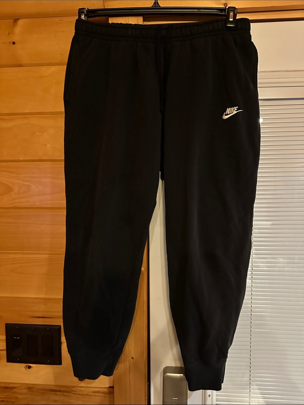 Nike Black Men's Fleece Joggers with White Swoosh
